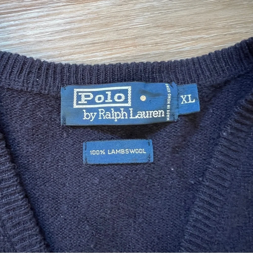Polo Ralph Lauren Lambswool Sweater Vest XL Navy V Neck wool